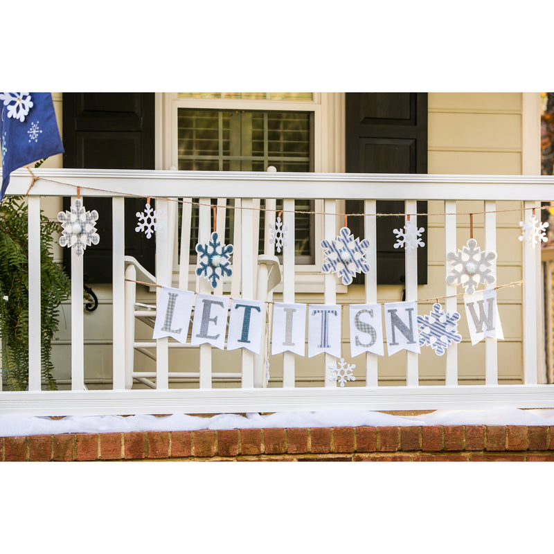 Evergreen Flag,Snowflakes Seasonal Decor Banner,72x11.5x0.75 Inches