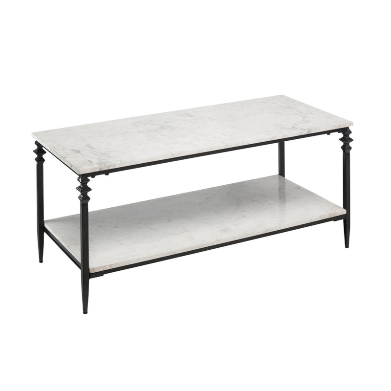 Indoor/Outdoor Nottoway White Marble Coffee Table, 40"x18"x18"
