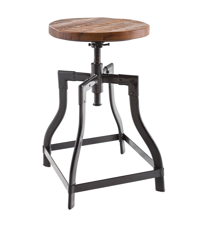 Allegheny Reclaimed Wood Adjustable Stool With Metal Base, 14"x14"x21"inches