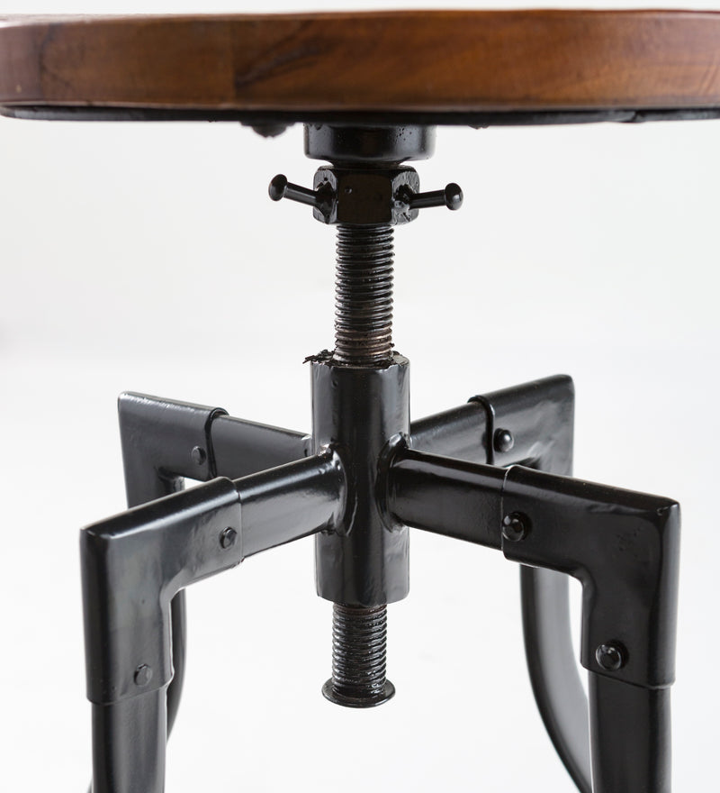 Allegheny Reclaimed Wood Adjustable Stool With Metal Base, 14"x14"x21"inches