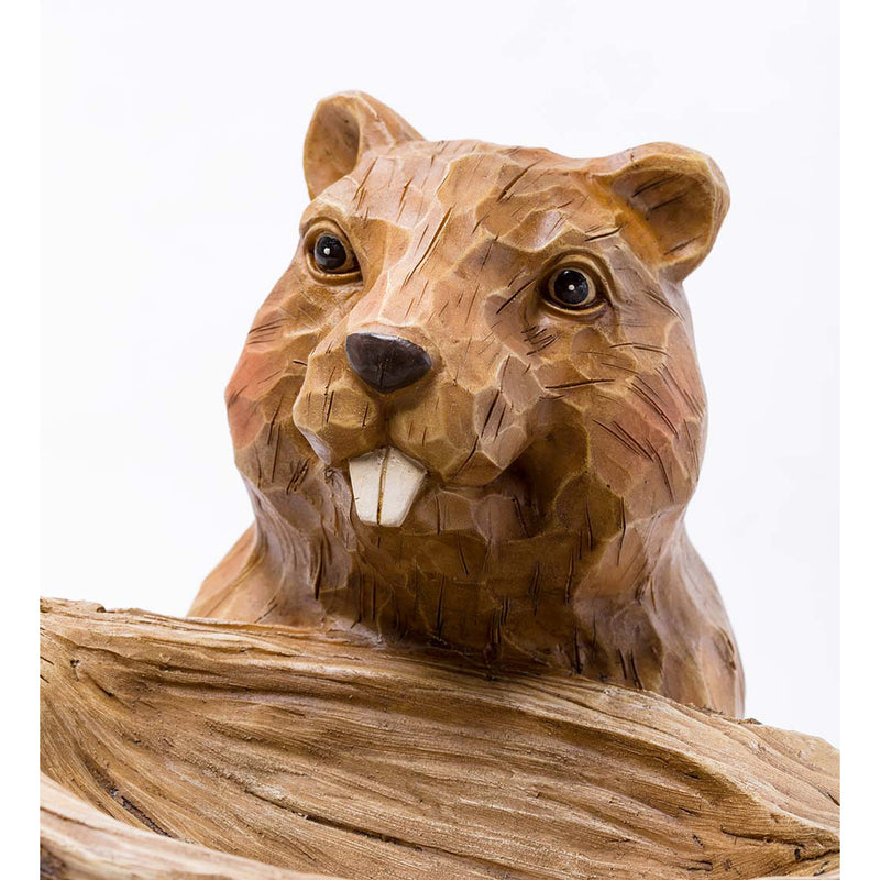 Carved Resin Beaver Birdbath,59p39