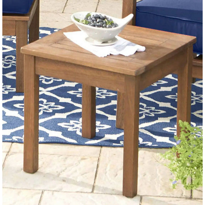 Evergreen Deck & Patio Decor,Eucalyptus Wood Side Table, Lancaster Outdoor Furniture Collection - Natural,18x18x20 Inches