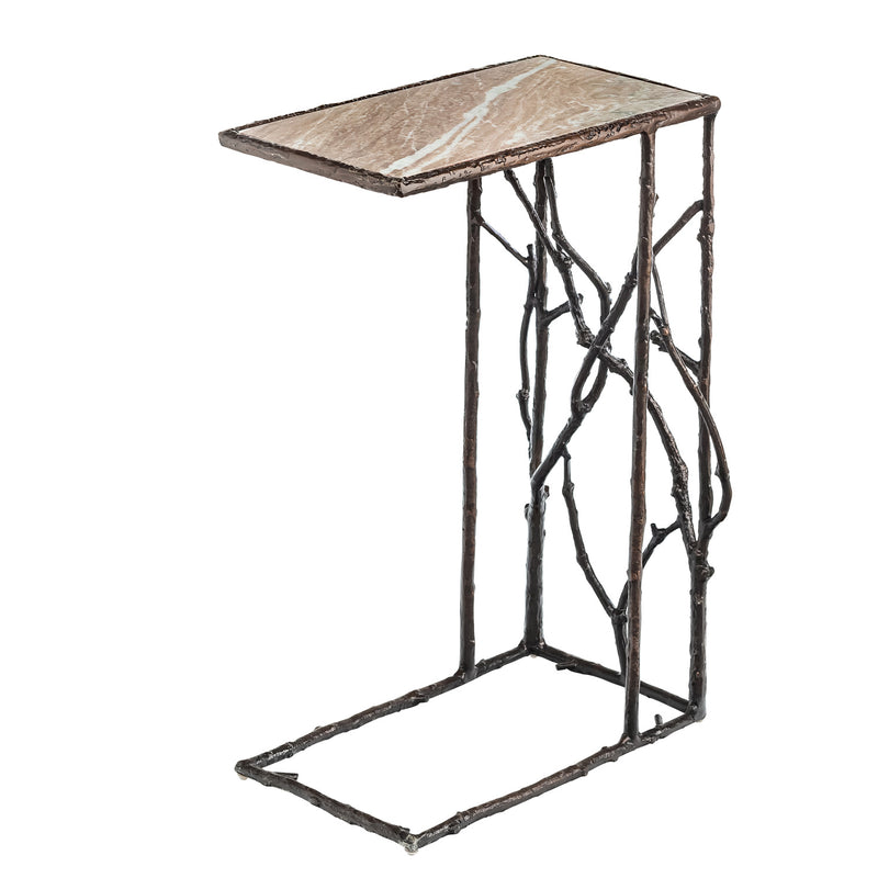 Indoor/Outdoor Branchwater Pull-Up Table with Marble Top, 17.5"x10"x27"