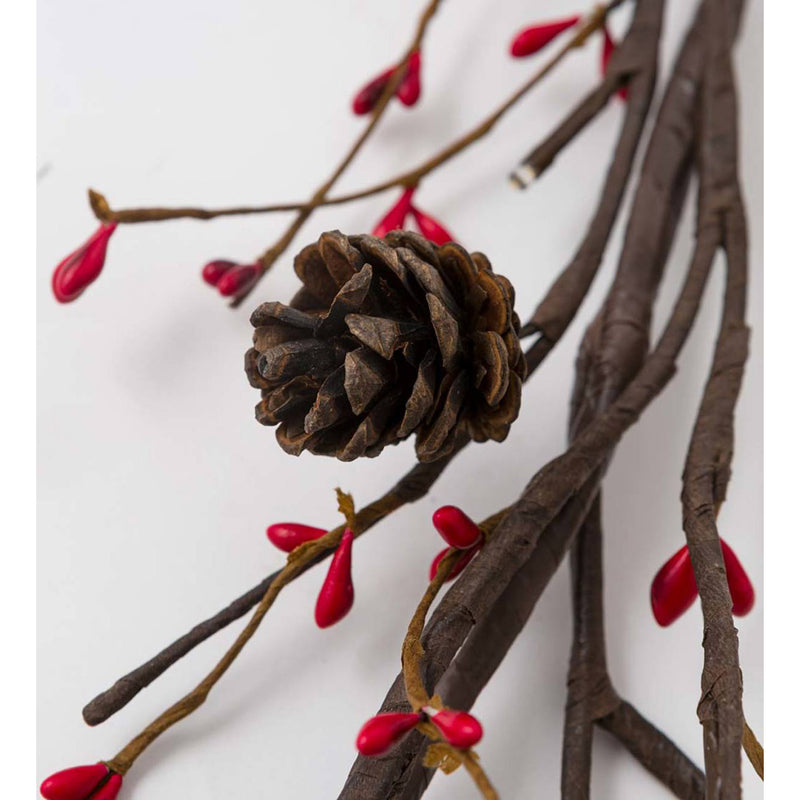 Lighted Pine Cone and Red Berry Garland, 3"x16"x72"inches
