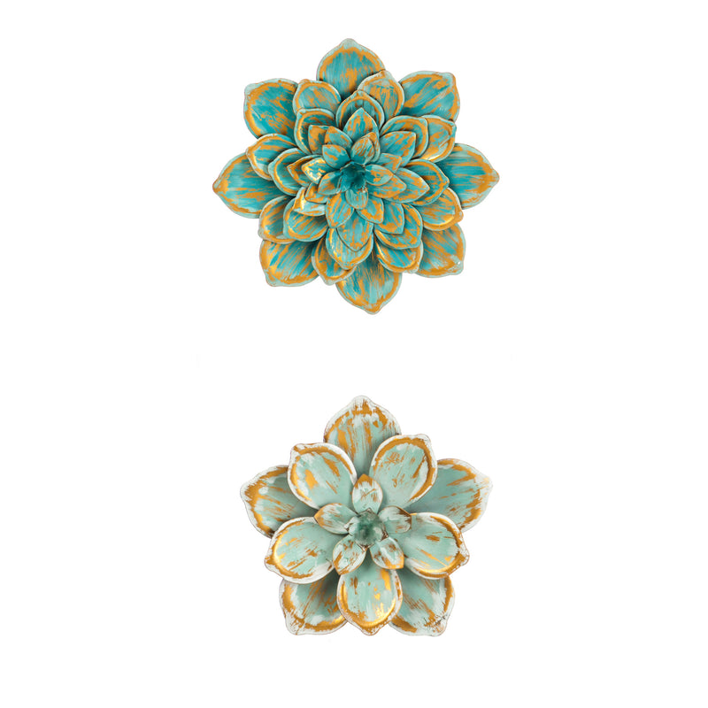 Evergreen Set of 2 Multiple Layer Metal Wall Flower, 13.5'' x 2'' x 13.5'' inches