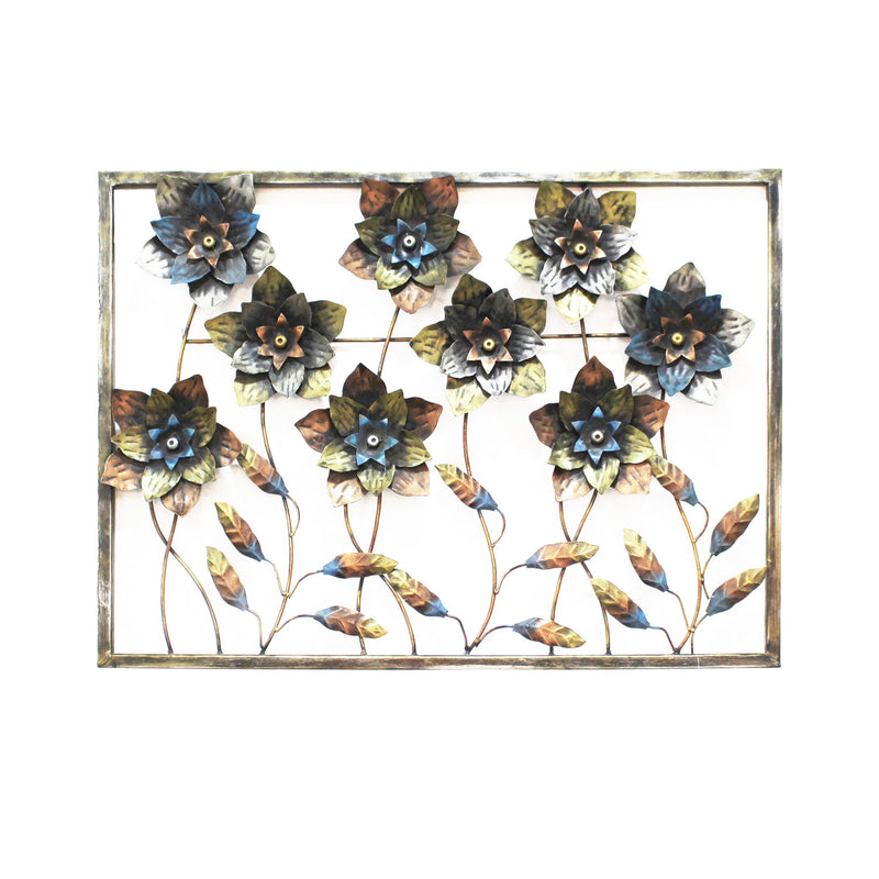 Flower Framed Metal Wall Décor, 35.83"x25.98"x2.36"inches