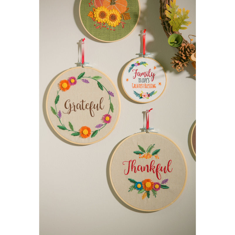 9" Needlepoint Frame Wood Wall Décor, Harvest, 2 Assorted