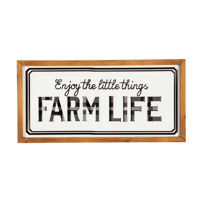 Evergreen Enjoy the little things Farm Life Metal and Wood Wall Decor, 25.38'' x 0.75'' x 12.63'' inches