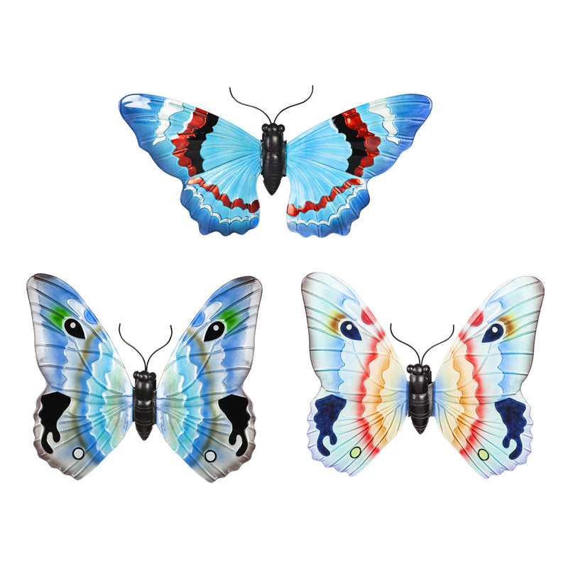 Glass Butterfly Wall Décor, Set of 3,6awd635