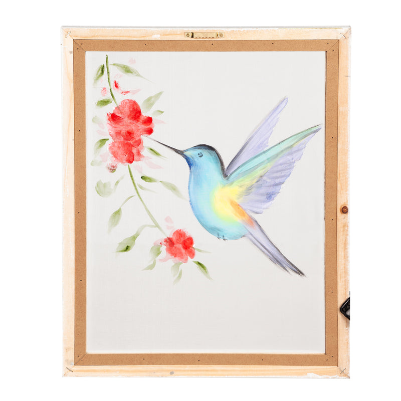 Hummingbird Hand Painted Screen Wood Frame Wall Décor, 16"W x 20"H