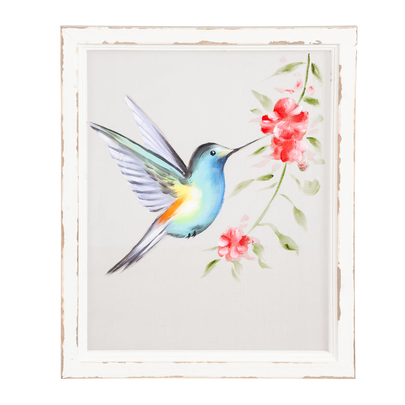 Hummingbird Hand Painted Screen Wood Frame Wall Décor, 16"W x 20"H