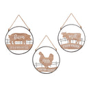 Wood and Metal Animal Framed Wall Decor, Set of 3,6awd733