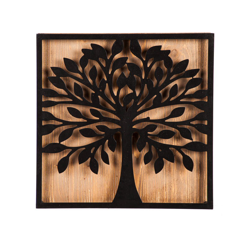 Metal and Wood Wall Décor Tree, 18"x1.5"x18"inches