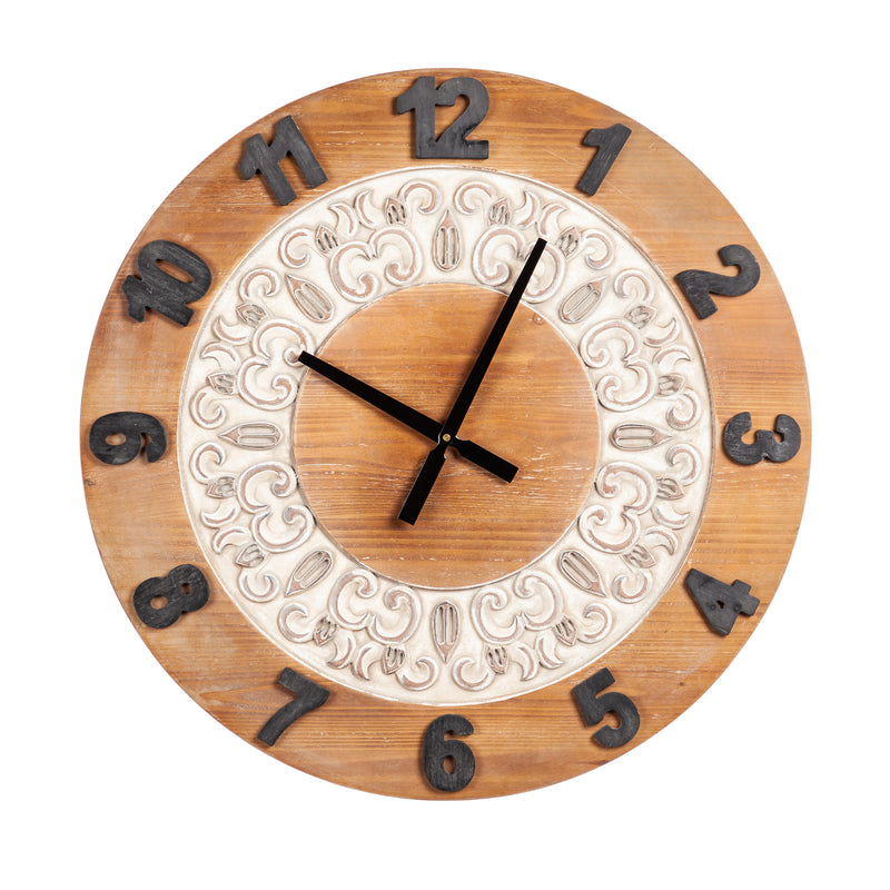 Carved Wood Wall Clock,6cl147