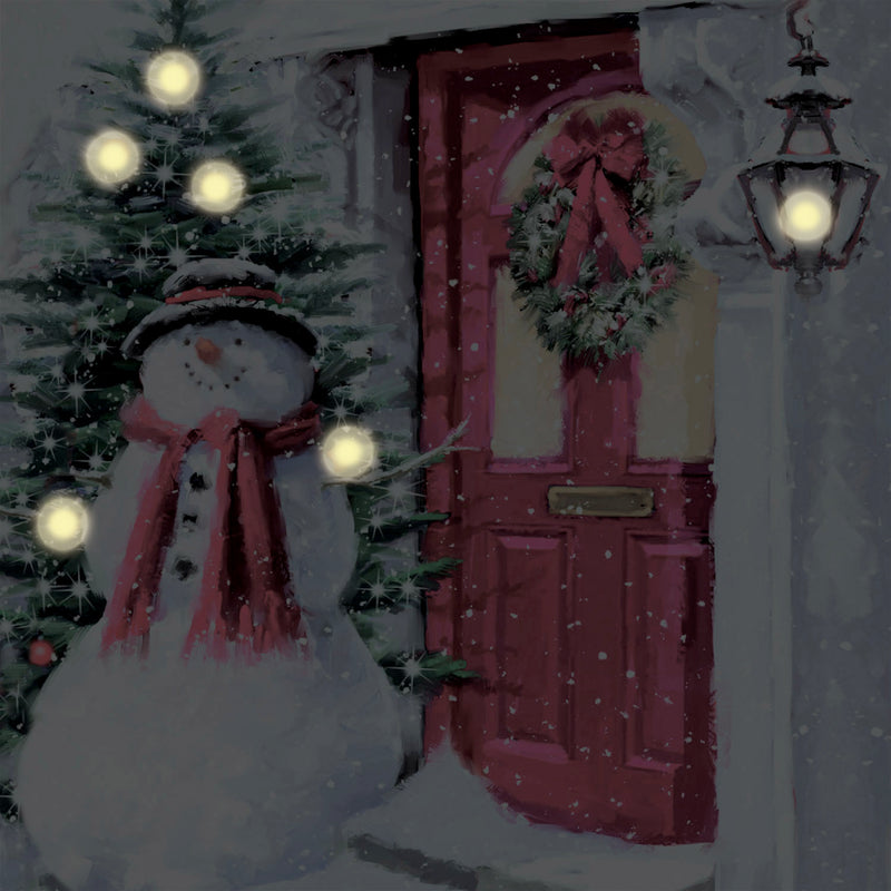 LED Canvas Wall Décor, Snowman Outside the Door