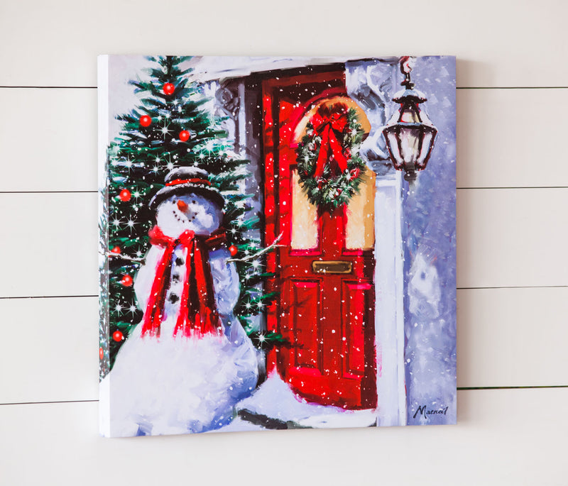 LED Canvas Wall Décor, Snowman Outside the Door,6ltc1002