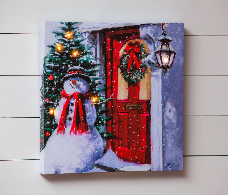 LED Canvas Wall Décor, Snowman Outside the Door,6ltc1002