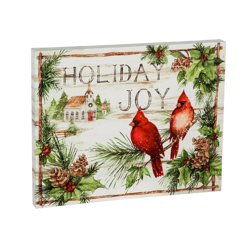 LED Canvas Wall Décor, 20"W x 16"H, Holiday Church with Cardinals,6ltc57764
