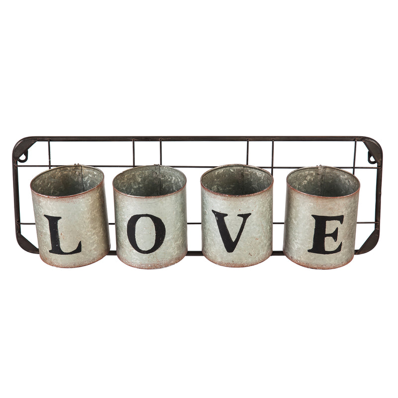 Galvanized Metal Wall Pockets "LOVE",6m638