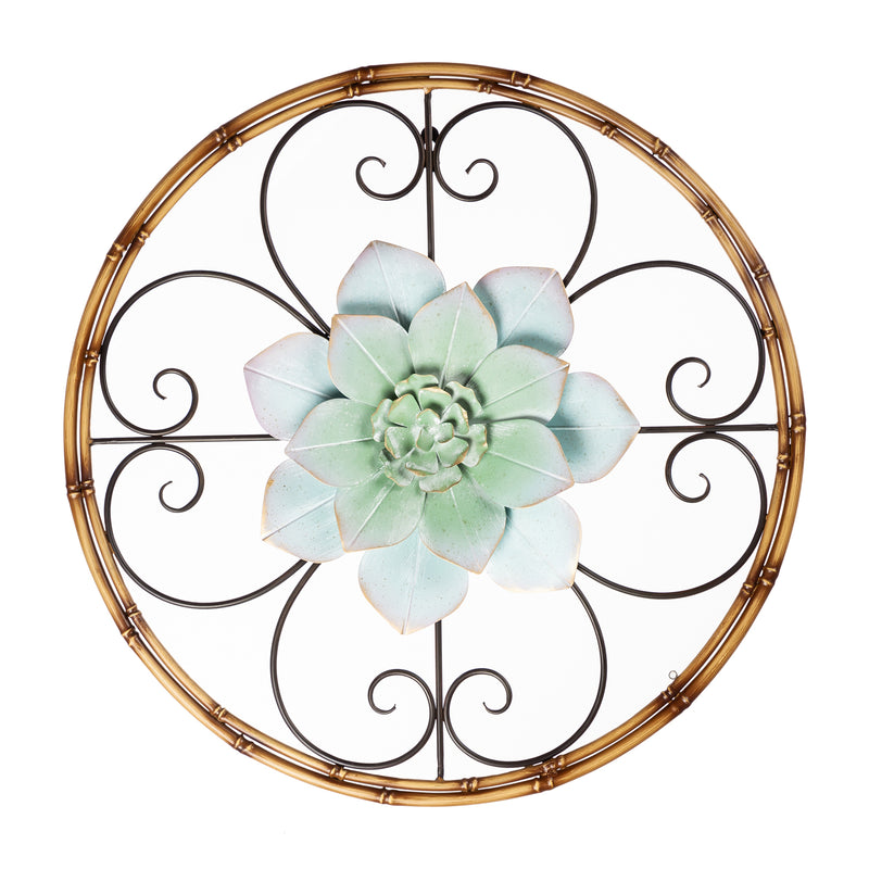 Evergreen Round Metal Floral Wall Decor, 25.6'' x 1.6'' x 25.6'' inches