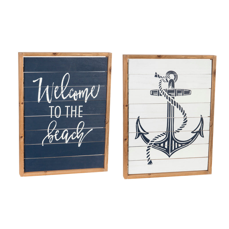 Home is Where You Set Your Anchor Double Sided Shutter Sign Wall Décor,6w447