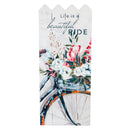 Floral Bicycle Painted Wood Plank Wall Decor,6w456