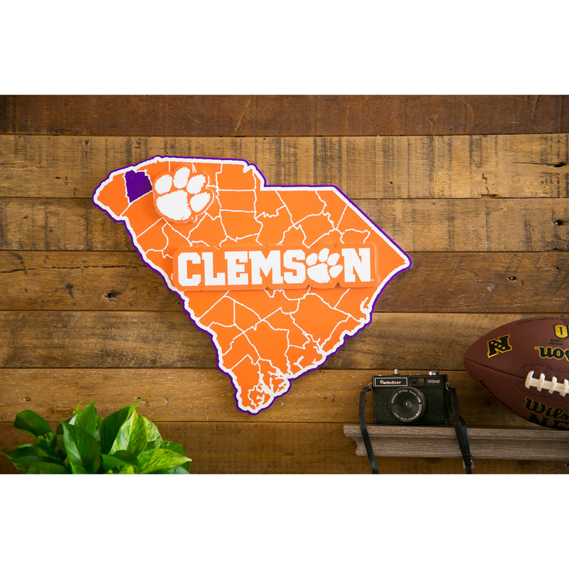 State Shape Wall Décor,, Clemson University,6ws912