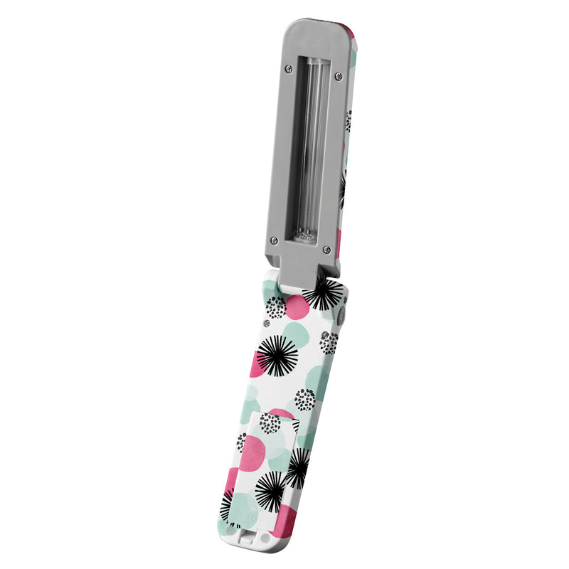 Evergreen Travel UVC Light Sanitizer Flip Wand, Pink and Blue Pattern, 1.33'' x 5.44'' x 0.59'' inches
