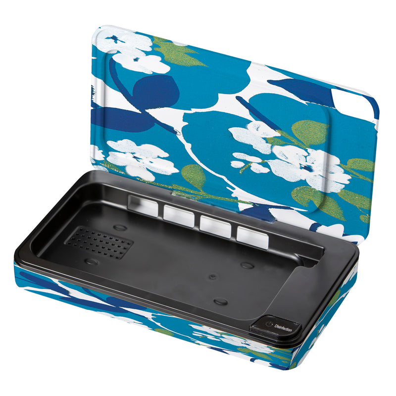 UVC Light Sanitizer and Phone Charging Case, Blue Floral,7buv010