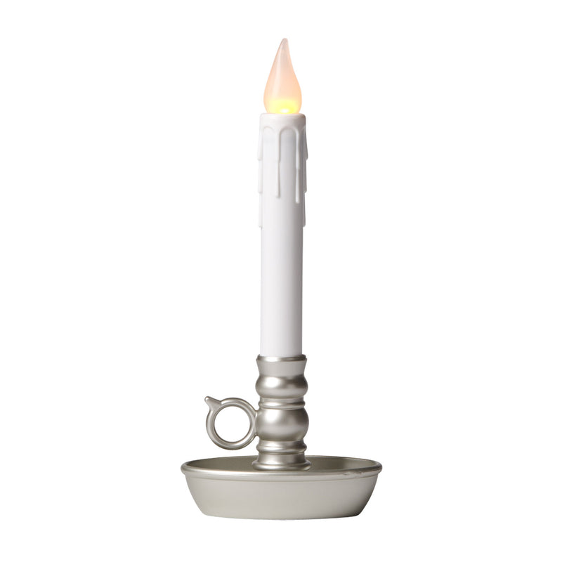 Battery-Operated Single Window LED Window Candle - Pewter, 4"x2.48"x9.6"inches