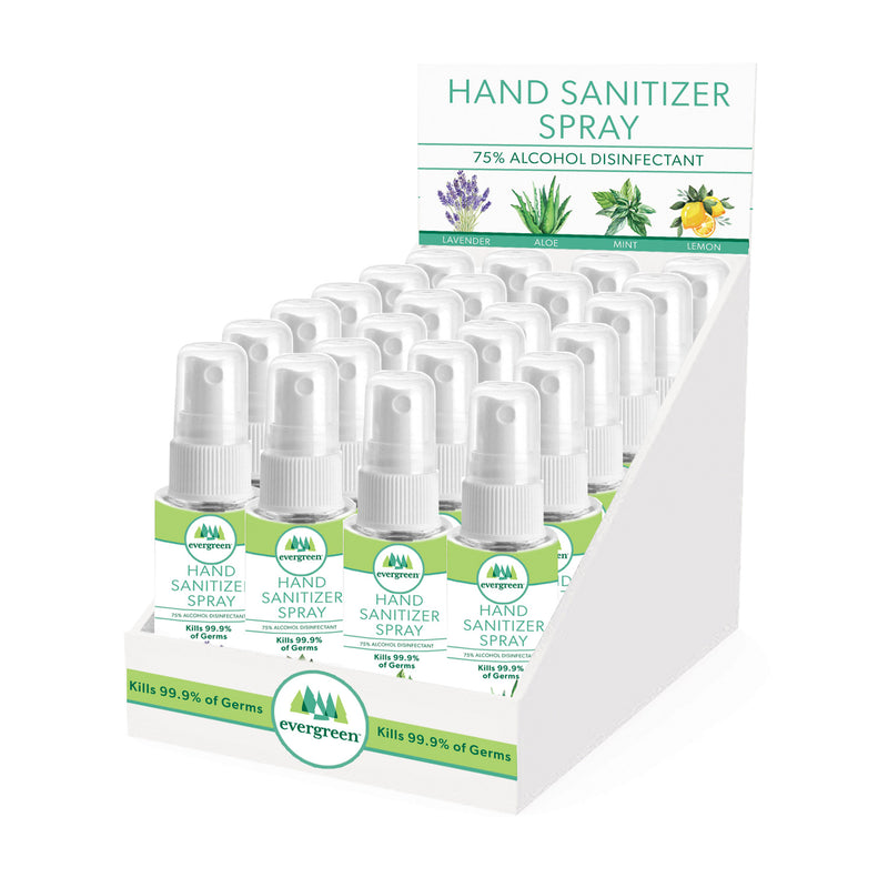 Hand Sanitizer Spray 2 fl oz., 4 Fragrances, 6 of each, 24 pcs total, 1.18"x6.3"x1.18"inches