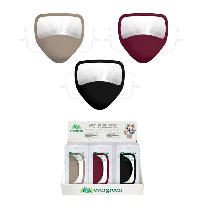 Men's Antimicrobial Non-Medical Cotton Face Mask with Visor, 3 Designs, 8 of each, 24 pcs total, 0.01"x9.1"x6.6"inches
