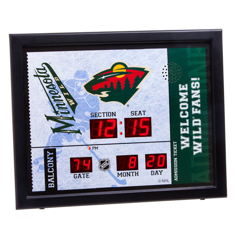 Team Sports America Minnesota Wild Bluetooth Scoreboard Wall Clock