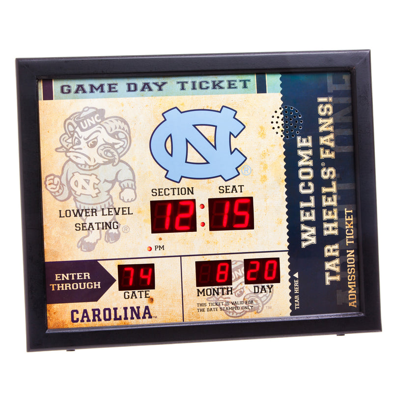Team Sports America NCAA Bluetooth Scoreboard Wall Clock, North Carolina Tarheels