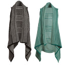 Striped Shawl Vest, 2 Asst, Black, Green,7cwc229