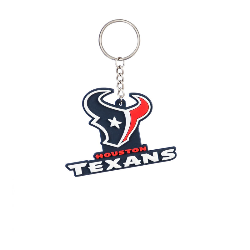 Team Sports America NFL Houston Texans Bold Sporty Rubber Keychain - 5" Long x 3" Wide x 0.2" High