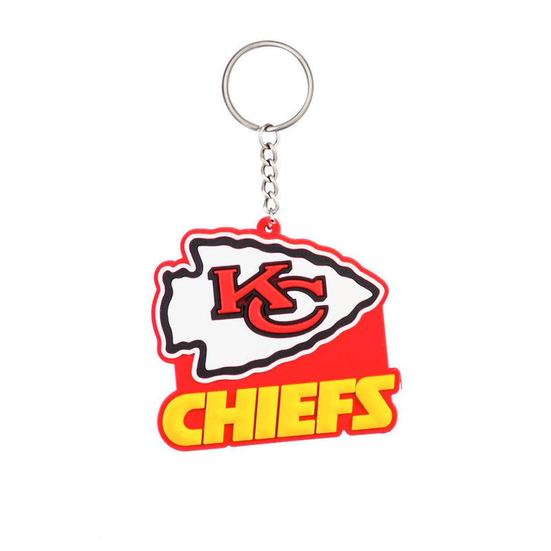 Team Sports America NFL Kansas City Chiefs Bold Sporty Rubber Keychain - 5" Long x 3" Wide x 0.2" High