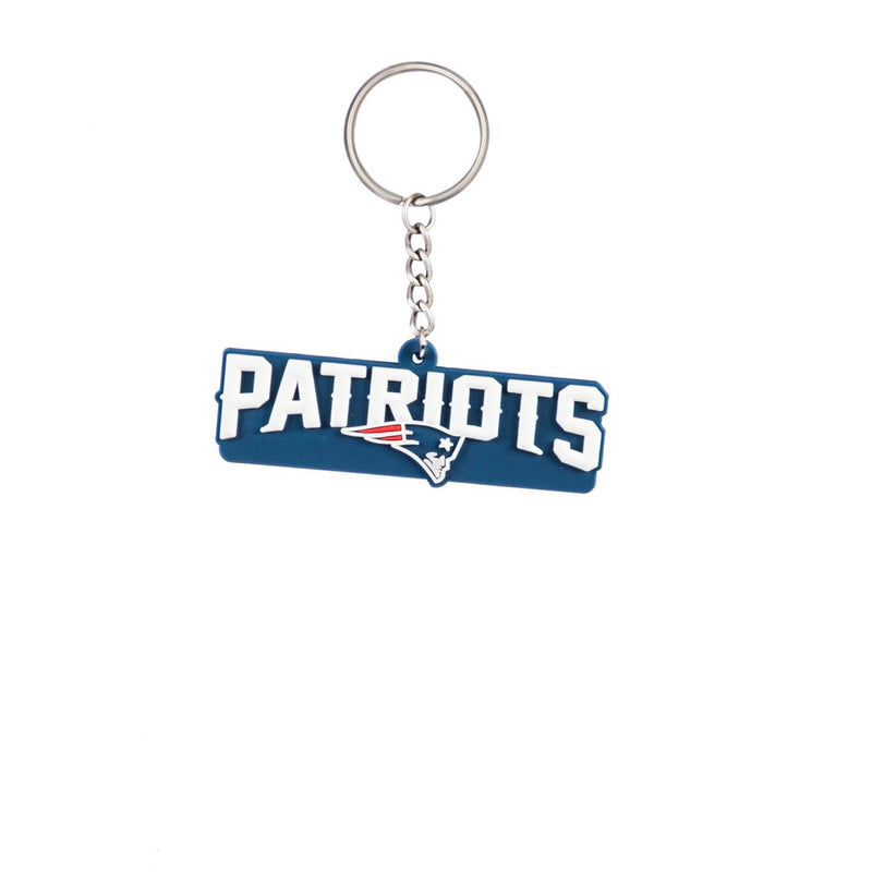 Team Sports America NFL New England Patriots Bold Sporty Rubber Keychain - 5" Long x 3" Wide x 0.2" High