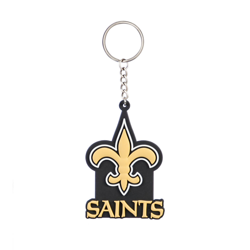 Team Sports America NFL New Orleans Saints Bold Sporty Rubber Keychain - 5" Long x 3" Wide x 0.2" High