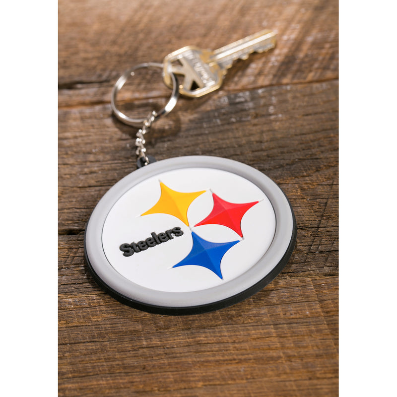 Team Sports America NFL Pittsburgh Steelers Bold Sporty Rubber Keychain - 5" Long x 3" Wide x 0.2" High