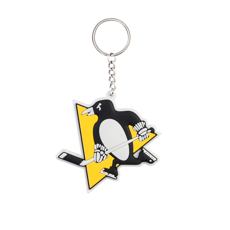 Team Sports America NHL Pittsburgh Penguins Bold Sporty Rubber Keychain - 5" Long x 3" Wide x 0.2" High