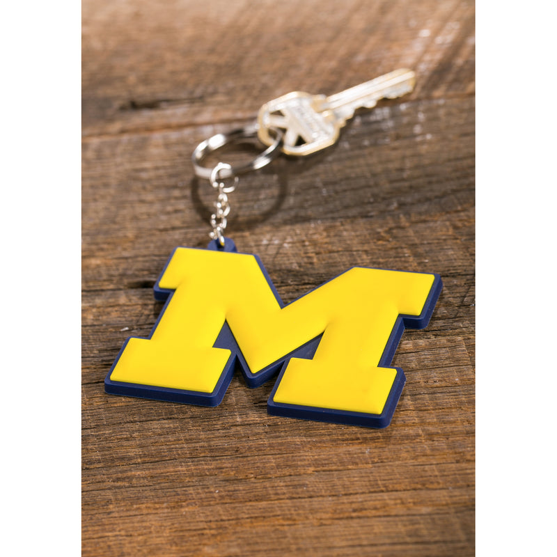 Team Sports America NCAA University of Michigan Bold Sporty Rubber Keychain - 5" Long x 3" Wide x 0.2" High