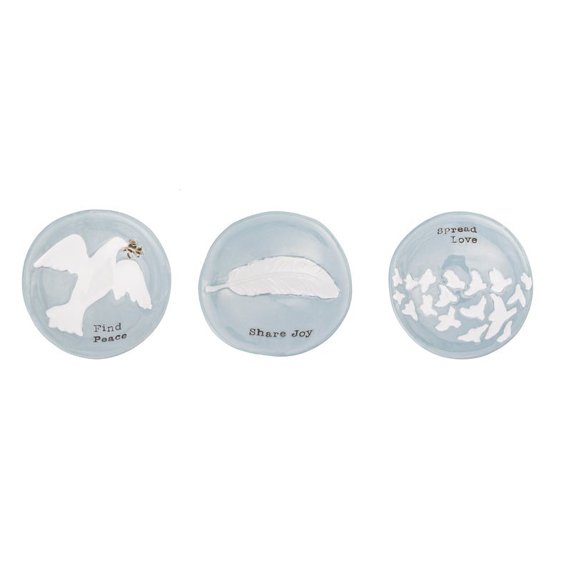 Evergreen Boho Round Trinket Dish, 3 Asst, 3.35'' x 3.15'' x 0.98'' inches