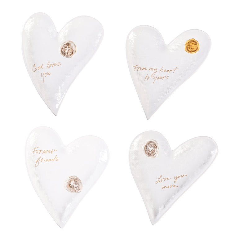 Inspirational Heart Shaped Trinket Dish, 4 Asst,7td035