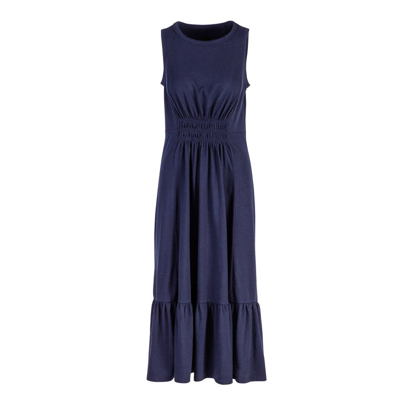 Sleeveless Dress, Navy, Sizes include 1S, 2M, 2L, 1 XL. Dress length is 40",7tun251