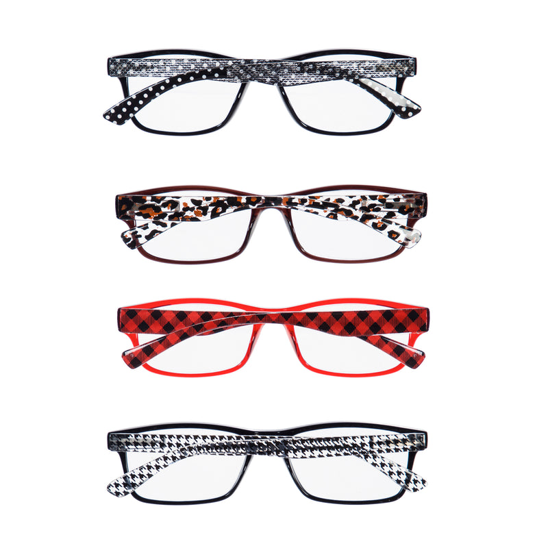 Reading Glasses with Matching Case, 4 Designs, 6 of each, 24 pcs total, 0.8"x5.5"x0.55"inches