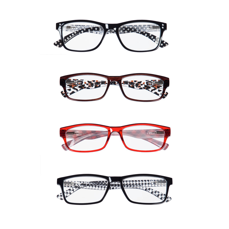Reading Glasses with Matching Case, 4 Designs, 6 of each, 24 pcs total,7wsg029