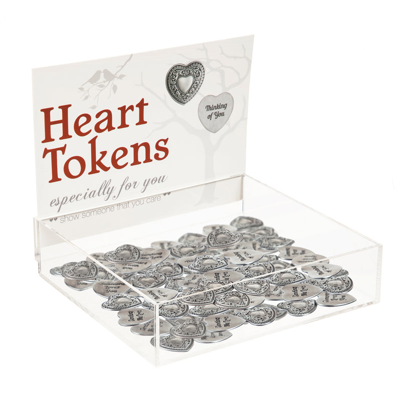 Heart Token, 4 Designs, 12 of each, 48 pcs total, 0.05"x1.2"x1.2"inches