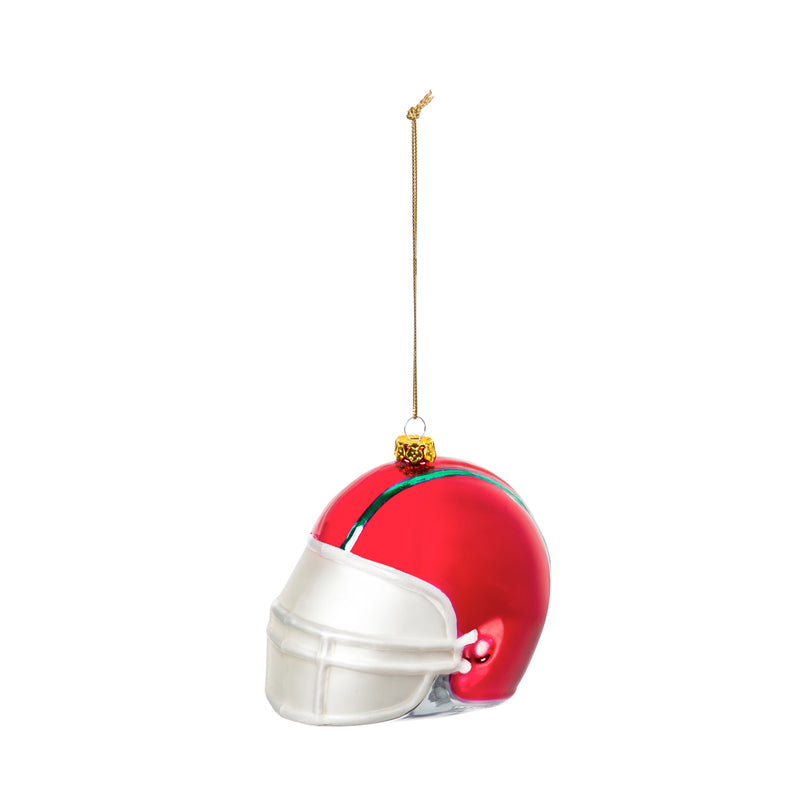Red w/Green Stripe Football Helmet Ornament