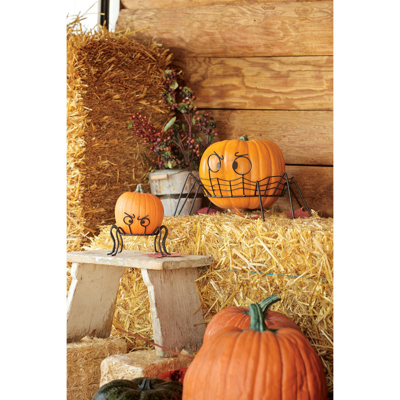 Spooky Spider Pumpkin Holders, set of 2, 11"x10"x8.25"inches